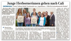 Junge Herbornerinnen gehen nach Cali - Herborner Echo am 15.05.2014